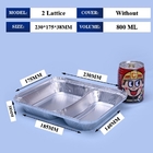 800ml Aluminum Foil Lunch Box 230mm*175mm*38mm ingrosso Container Tray Square Pans High Quality 2 reticolo