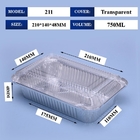 211 750 ml Aluminium Foil Tiffin Box 210*140*48mm Per Barbecue