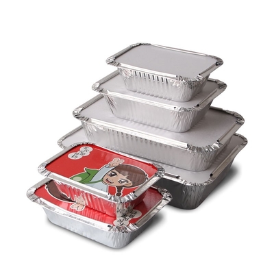190*110*45MM Imballaggio alimentare Padella alimentare 500 ml vassoi con coperchio in alluminio Contenitori usa e getta contenitori in foglio di alluminio