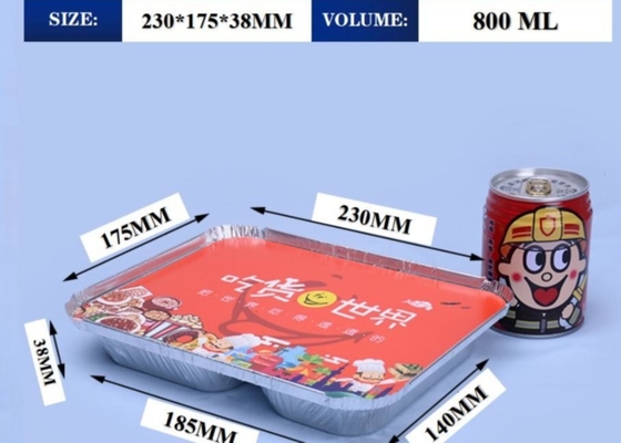 Compartimento Diviso Aluminium Foil Lunch Box Resistente alle alte temperature