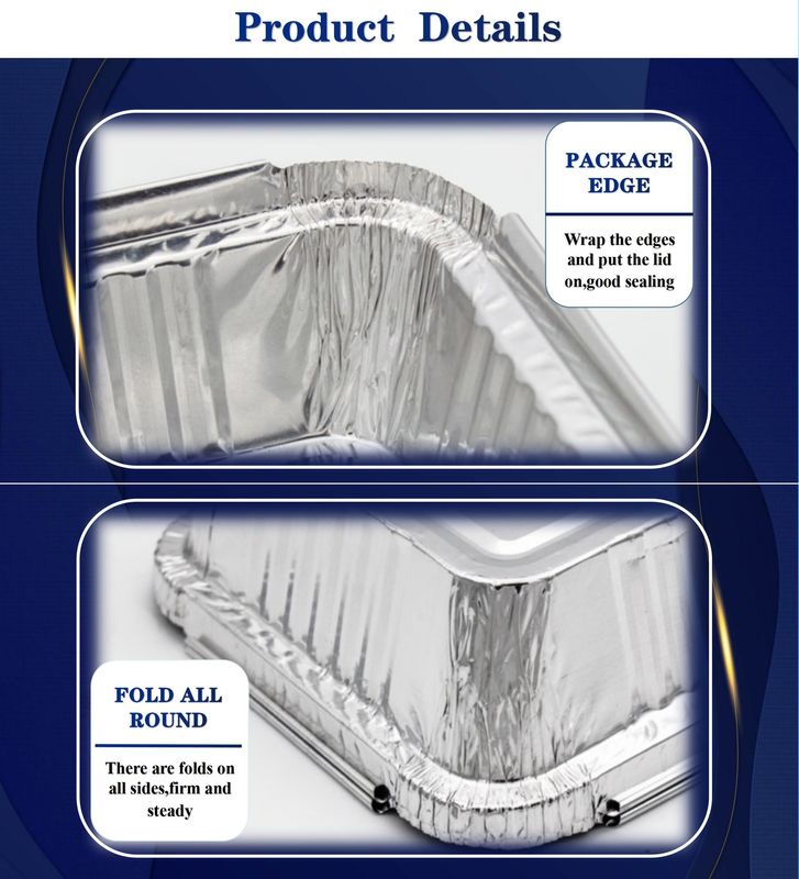 Contenitori per alimenti in foglio di alluminio resistenti al calore e igienici per un comodo stoccaggio degli alimenti